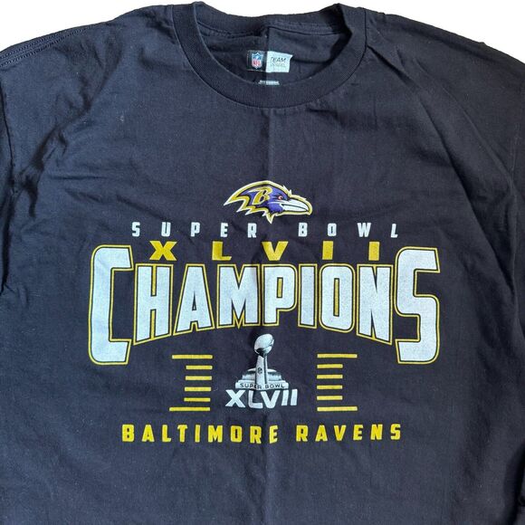 BALTIMORE RAVENS SUPER BOWL XLVII Champions T-SHIRT NFL Team Apparel - Picture 1 of 8